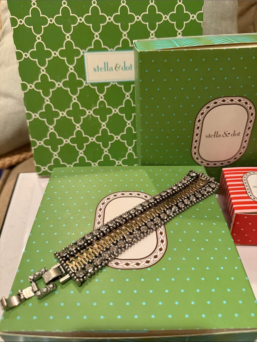 Stella & Dot Two-Tone Crystal Multi-Row Bracelet